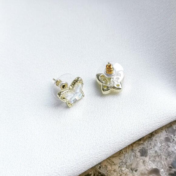 ❤️Kendra Scott Lillia Butterfly Gold Dichroic Glass Stud Earrings - Picture 3 of 3
